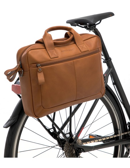 Laptoptasche New Looxs Luko 7,5 Liter - 42 x 6 x 30 cm - aus Luxusleder - Cognac