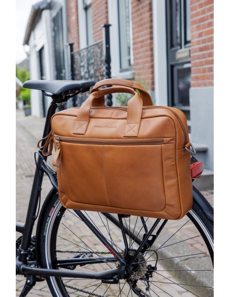 Laptoptasche New Looxs Luko 7,5 Liter - 42 x 6 x 30 cm - aus Luxusleder - Cognac