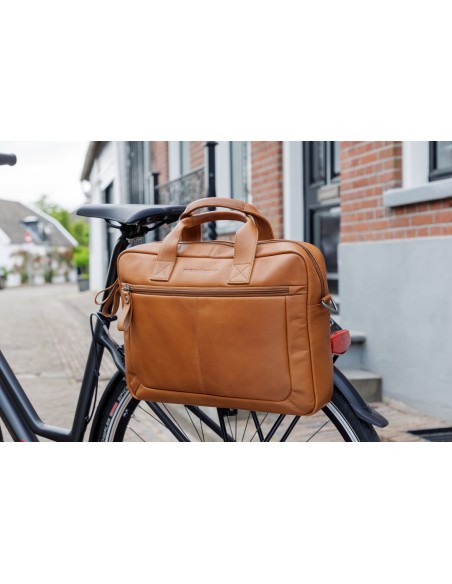 Laptoptasche New Looxs Luko 7,5 Liter - 42 x 6 x 30 cm - aus Luxusleder - Cognac