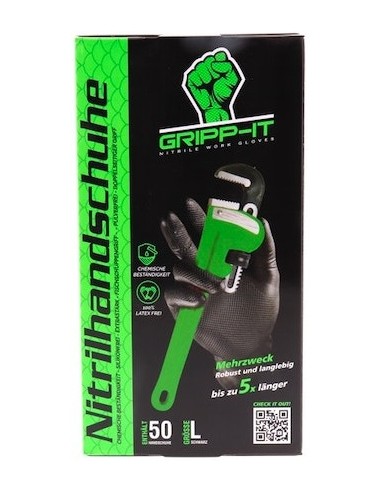 Handschuhe GRIPP-IT Nitrile L - Schachtel mit 50 Stück - Schwarz