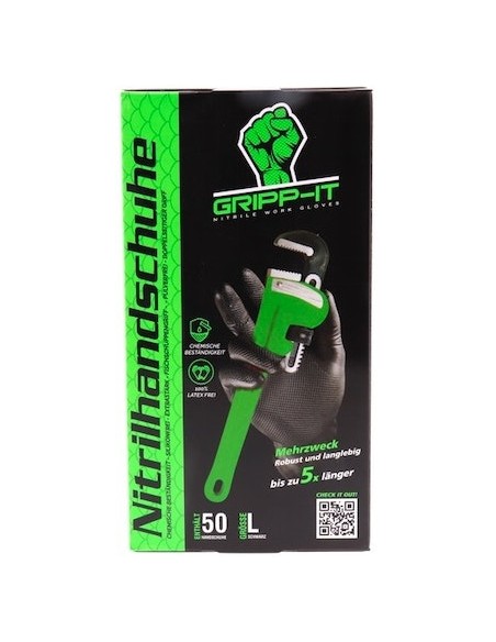 Handschuhe GRIPP-IT Nitrile L - Schachtel mit 50 Stück - Schwarz