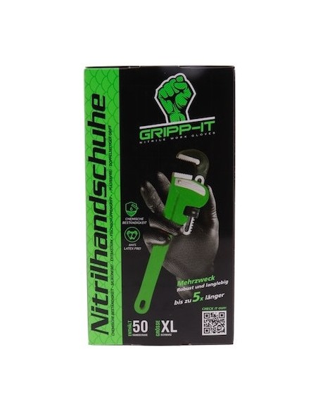 Handschuhe GRIPP-IT Nitrile XL - Schachtel mit 50 Stück - Schwarz