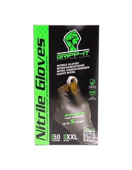 Handschuhe GRIPP-IT Nitrile XXL - Schachtel mit 50 Stück - Schwarz