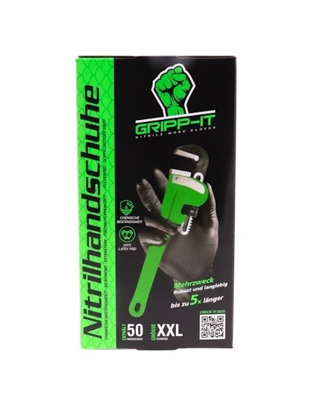 Handschuhe GRIPP-IT Nitrile XXL - Schachtel mit 50 Stück - Schwarz