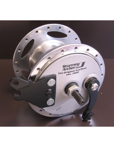 Getriebenabe 3 fach Sturmey Archer XL-RD3 90 mm Trommelbremsnabe - 36 Loch - Silber