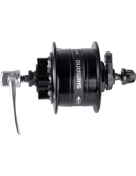 Nabendynamo 36 Löcher Shimano HD-3D32 3 Watt -  für 6-Loch-Bremsscheibe - Schnellspanner - Schwarz