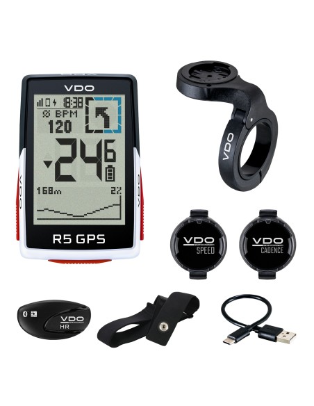 Fahrradcomputer VDO R5 GPS Top Mount Set HR +