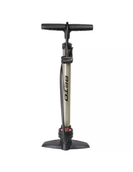 Beto Hochdruck Standpumpe mit Manometer 7-8 Bar mit Dualhead - Stahl - Titanium/Grau